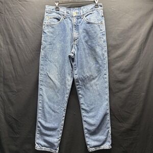 LL Bean Double L Jeans Mens 36x30 Blue Plaid Flannel Lined Classic Fit Denim